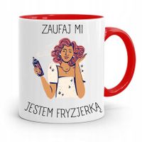 Kubek Czerwony Fryzjera Zaufaj Mi Jestem Fryzjerką Z Nadrukiem Ze Zdjęciem