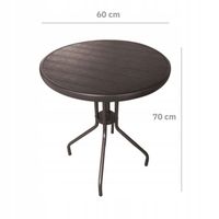 Komplet mebli ogrodowych stolik + 2 krzesła z technorattanu brązowe