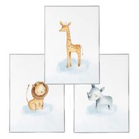 ZESTAW 3 szt. Plakaty Obrazki do Pokoju Dziecięcego ZWIERZĘTA A3