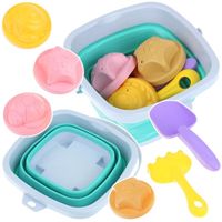 Składane Wiaderko Silikonowe do Piasku Zestaw na Plażę Piaskownicy Miętowe