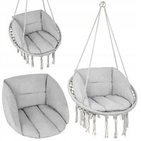 HUŚTAWKA FOTEL WISZĄCY PLECIONY BOHO + 2x Poduszka XXL kolor Szary