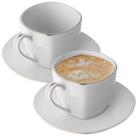 KADAX Filiżanki Ze Spodkiem 250 ml Komplet 2szt Porcelana Akcent Złota