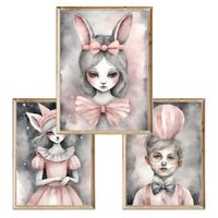 Zestaw trzech plakatów dla dzieci Miss Bunny