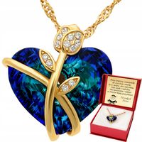 ZŁOTY NASZYJNIK KRYSZTAŁ RÓŻA SERCE ZAWIESZKA Srebro 925 Grawer na