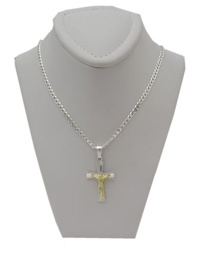 ŁAŃCUSZEK SREBRNY 925 PANCERKA 50 CM KRZYŻYK MĘSKI na Arena.pl