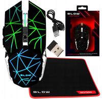 MYSZKA GAMINGOWA DLA GRACZY BEZPRZEWODOWA MYSZ OPTYCZNA LED RGB + PODKŁADKA