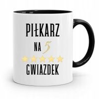 Kubek Czarny Prezent Dla Piłkarza Na 5 Gwiazdek Z Nadrukiem Ze Zdjęciem