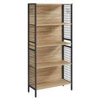 Regał dekoracyjny sonoma 4 półki stal czarna 74x30x155 cm loft