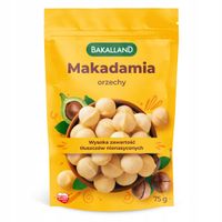 BAKALLAND ORZECHY MAKADAMIA łuskane 75g zawartość tłuszczów nienasyconych