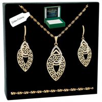 ZŁOTY NASZYJNIK ŁAŃCUSZEK ZE STALI CHIRURGICZNEJ + KOLCZYKI GRECKI WZÓR 18K