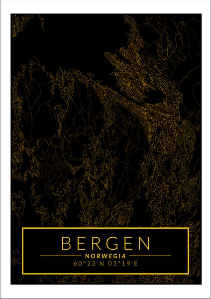 Bergen mapa złota - plakat 20x30 cm zdjęcie 1