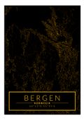 Bergen mapa złota - plakat 40x50 cm