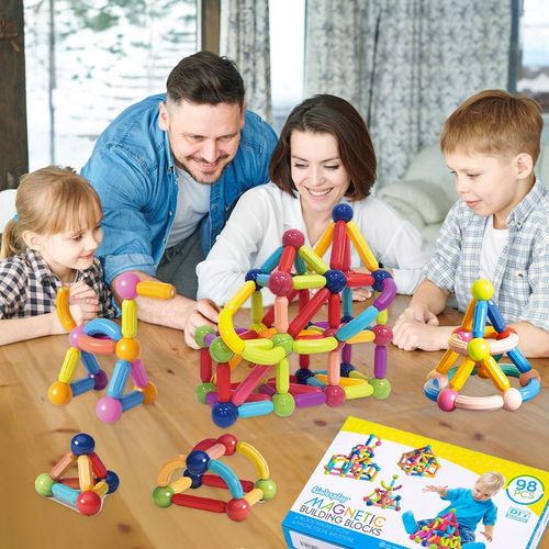 DUŻE KLOCKI MAGNETYCZNE KONSTRUKCYJNE EDUKACYJNE STICKS PATYCZKI XXL 98 ele na Arena.pl