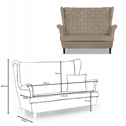 Zestaw wypoczynkowy Carol sofa fotele paski Family Meble beżowy na Arena.pl