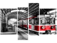 130CM 85 OBRAZ 4 ELEM POCIĄG PERONIE ŚCIENNY