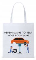 Dla Mechanika Prezent Torba Eco Biała Shopper Z Nadrukiem Ze Zdjęciem
