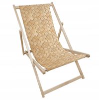 Leżak Drewniany Ogrodowy PLECIONKA NADRUK Balkonowy Plażowy