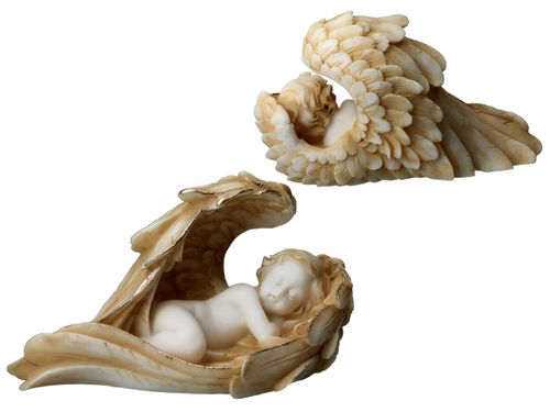 Aniołek śpiący w skrzydłach - alabaster grecki na Arena.pl