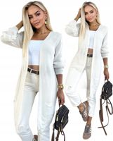 SWETER KARDIGAN damski narzutka kieszenie warkocze modny stylowy