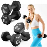 Zestaw 2x6kg hantle żeliwo hantelki ciężarki do ćwiczeń winylowe Trex
