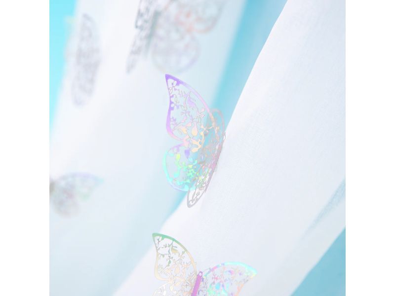 Naklejki na ścianę 3D, Motyle, koronkowe holograficzne srebrne, 12 szt. zdjęcie 4