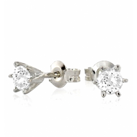 KOLCZYKI SREBRNE NA SZTYFT Z JEDNĄ CYRKONIĄ SREBRO PRÓBY 925