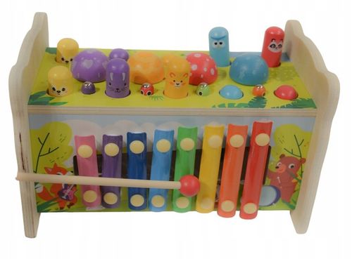 SORTER DREWNIANY WBIJAK KOSTKA CYMBAŁKI GRA UKŁADANKA KLOCKI MONTESSORI SOW na Arena.pl