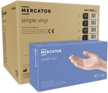 Rękawice winylowe pudrowane MERCATOR® simple vinyl L karton 10X100 szt