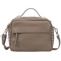 VERA PELLE torebka skórzana kuferek listonoszka z paskiem V167 taupe