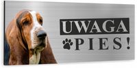 Tabliczka UWAGA ZŁY PIES - BASSET HOUND aluminiowa