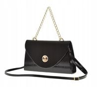 Laura Biaggi torebka wizytowa kopertowa miś i cyrkonie czarny lakier LA205