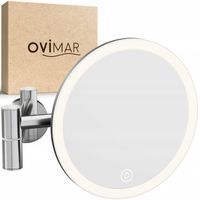 OVIMAR Lusterko Kosmetyczne LED montaż ścienny magnetyczny 5x Powiększenie