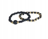 2 szt ELASTYCZNY PIERŚCIONEK KORALIKI ONYKS