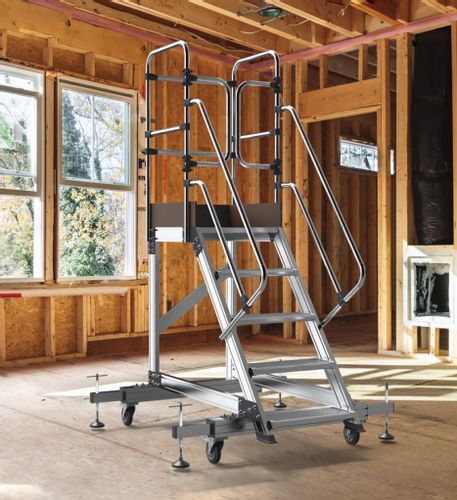 Drabina magazynowa podest jezdny HIGHER 87PRO 8705 5 stopni + podest na Arena.pl