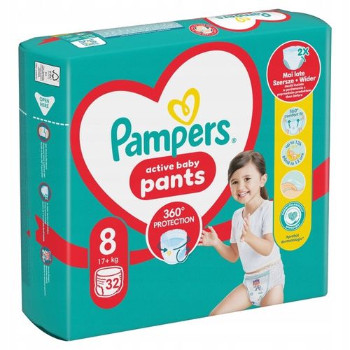 Zestaw Pampers Pants Pieluchomajtki, 19kg+, rozmiar 8, 2 x 32 szt + GRATIS na Arena.pl