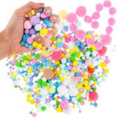 Pompony Kreatywne, Pluszowe, Mix Kolorów, Mix Rozmiarów, Pastelowe, 1-3Cm,