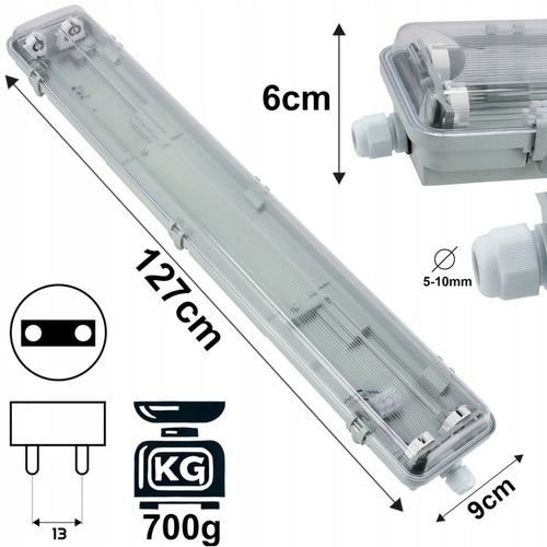 Oprawa Hermetyczna LED 120cm Lampa Do Garażu Warsztatu Na Świetlówki na Arena.pl