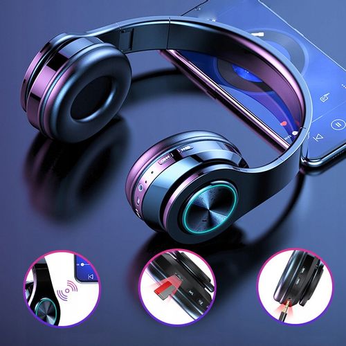 SŁUCHAWKI BEZPRZEWODOWE NAUSZNE BLUETOOTH 5.0 Z MIKROFONEM RGB DLA DZIECKA na Arena.pl