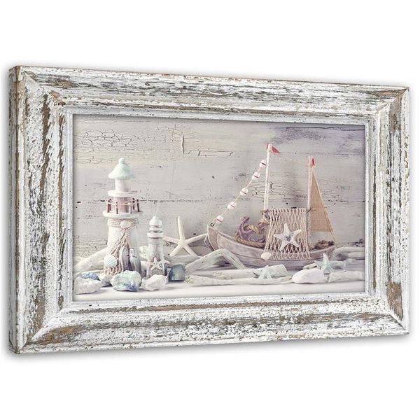 Emaga Obraz na płótnie, Pamiątki znad morza shabby chic - 60x40 zdjęcie 1