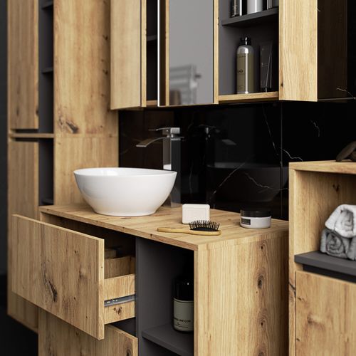 SZAFKA ŁAZIENKOWA WISZĄCA VAMI W35 1D 1W DĄB ARTISAN / GRAFIT SZARY na Arena.pl