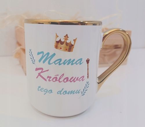 Kubek z Twoim nadrukiem ze złotym uchwytem zdjęcie prezent kubki z własnym na Arena.pl