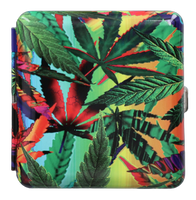 Papierośnica Metalowa z Liśćmi Marihuany Ganji