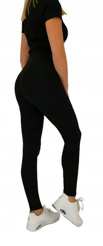 Leginsy DŁUGIE getry damskie CZARNY BAMBUSOWE *S* na Arena.pl