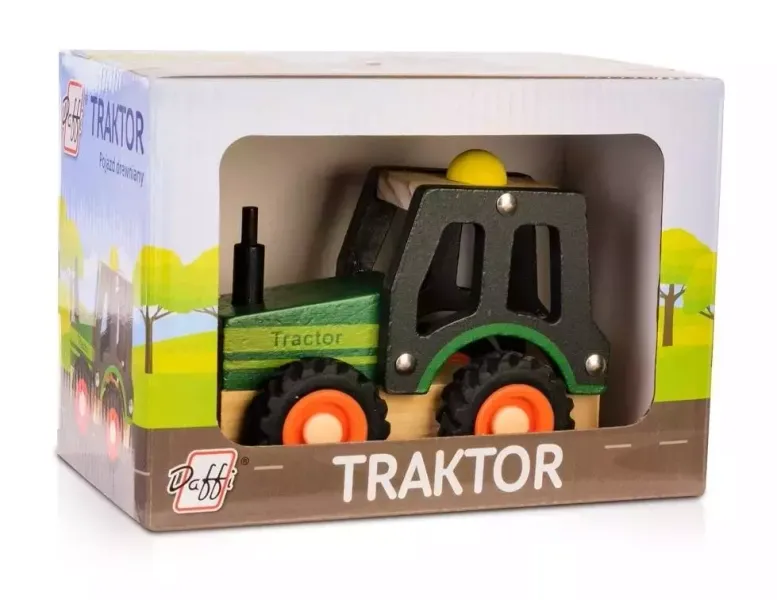 Drewniane auto z oponami - traktor zdjęcie 1