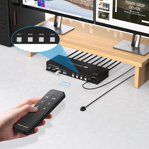 NIEKOMPLETNY Przełącznik KVM VPFET 4K 4 komputery 2 monitory HDMI 4xUSB 3.0 na Arena.pl