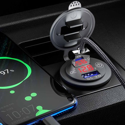 ŁADOWARKA SAMOCHODOWA 2xUSB QC3.0 WOLTOMIERZ DOTYK na Arena.pl