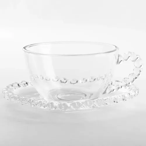 FILIŻANKA ZE SPODKIEM SZKLANA AMORA 200ML NA KAWĘ UNIWERSALNA WZÓR SERCE na Arena.pl