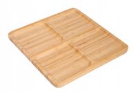 DESKA DO SERWOWANIA drewniany talerz bambusowa taca 30x30 cm 4 przegródki