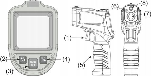 PIROMETR TERMOMETR LASEROWY BEZDOTYKOWY NA PODCZERWIEŃ EMISYJNOŚĆ -50+650°C na Arena.pl