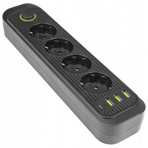 PRZEDŁUŻACZ 2M 4 GNIAZDA ZIEMIA 4X USB C CZARNY na Arena.pl